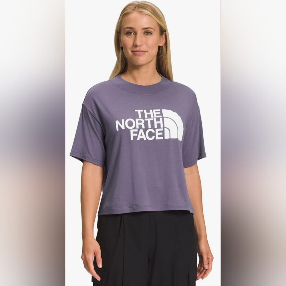 Nwt The North Face Womens Crop  Tee Shirt In  Lunar Slate